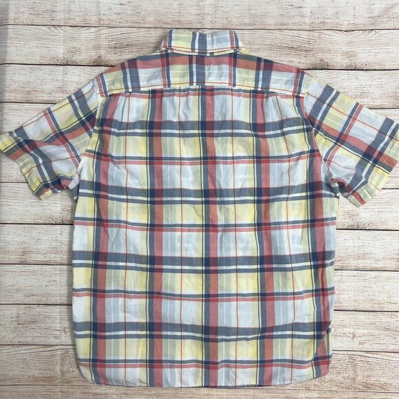 LL Bean Mens L Plaid Short Sleeve Shirt Slightly Fitted 100% Cotton Multi - Picture 3 of 9